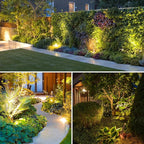 ZYAN Landscape Spotlights with Sensor, 5 Lighting Modes for Brightness Adjustment, Dimmable Timer Auto On Off, Low Voltage Outdoor IP65 Waterproof for Patio Yard Garden Pathway, Warm White (10 Pack)