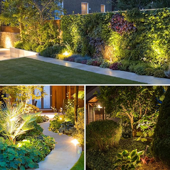 ZYAN Landscape Spotlights with Sensor, 5 Lighting Modes for Brightness Adjustment, Dimmable Timer Auto On Off, Low Voltage Outdoor IP65 Waterproof for Patio Yard Garden Pathway, Warm White (4 Pack)