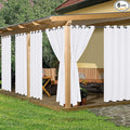 HolidayIdeas Waterproof Outdoor Curtains for Patio, 6 Panels - 54x108 Inches - Weatherproof Privacy Outsides Curtains for Backyard Porch Gazebo, Sunlight & UV Blocking (White, Grommet Top)