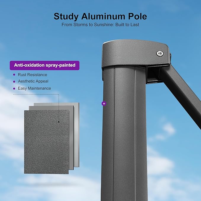 PURPLE LEAF Patio Umbrella 9' X 11.5' Rectangle Cantilever Umbrella Large Aluminum Outdoor Umbrellas with 360-degree Rotation & UPF40+ Premium Fabric for Deck Pool Garden Yard, Ash Mocha