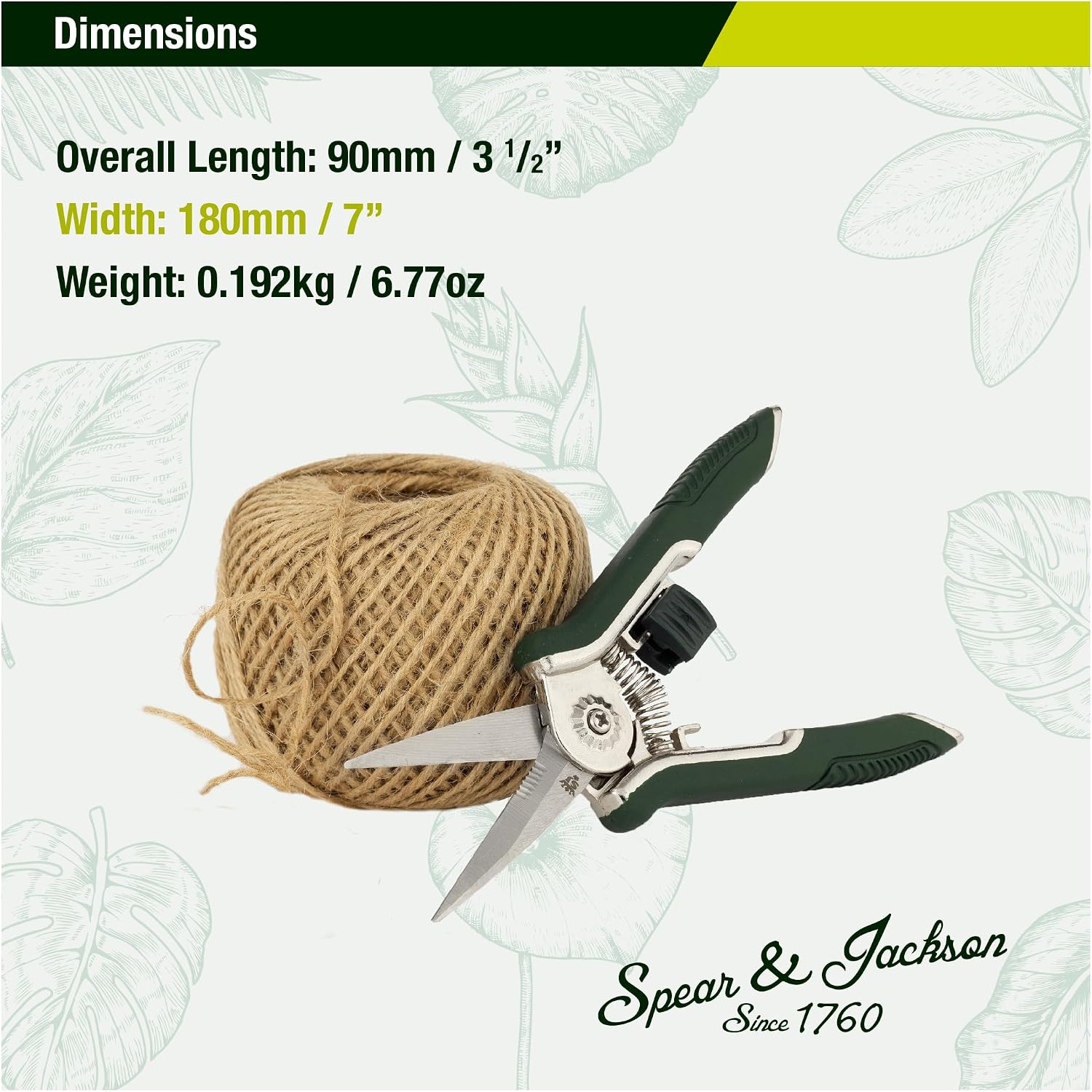 Spear & Jackson Kew Gardens Urban Oasis Collection CUTTINGSET19K Snips & Twine Set - Essential Pruners and 100m Natural Garden Twine