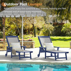 LUE BONA Chaise Lounge Chair Outdoor Set of 4, HDPS and HDPE Wicker Material, Patio Lounge Chair with Adjustable Backrest, Resin Pool Lounge Chairs with Wheels for Backyard, Poolside and Deck