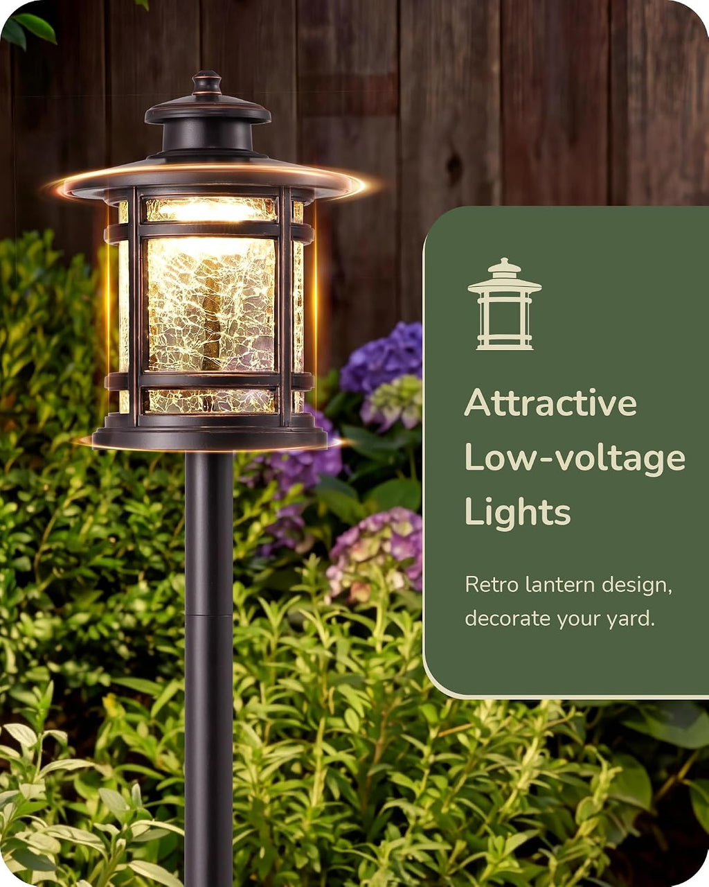 EDISHINE Low Voltage Pathway Lights Waterproof Landscape Path Lights 6 Pack | Hammered Glass, 3.4W 155LM 12V 3000K, 50,000H, Weatherproof for Yard, Garden, Driveway, Oil-Rubbed Bronze