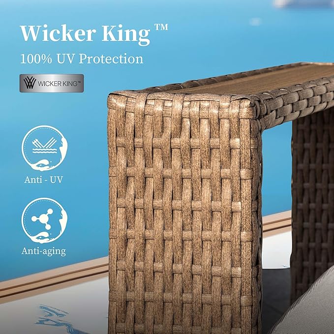 5 Pieces Patio Furniture Set,Outdoor Rattan Wicker Conversation Set with 10''Ultra-Thick Cushions,All Weather Patio Conversation Set for Lawn Garden Backyard,Beige