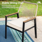Patio Dining Chairs, Set of 8, PE Rattan, Wrought Iron | Outdoor waterproof cushioned chairs, metal frame, armrests, supports 300 lb. Rust-resistant, all-weather for porch backyard