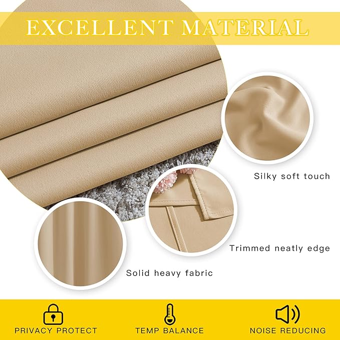 NICETOWN Sliding Door Curtain Panel Room Darkening Window Treatment, Blackout Patio Door Panel Privacy Thermal Insulated Drapes for Living Room (1 Panel, Biscotti Beige, W80 x L108)
