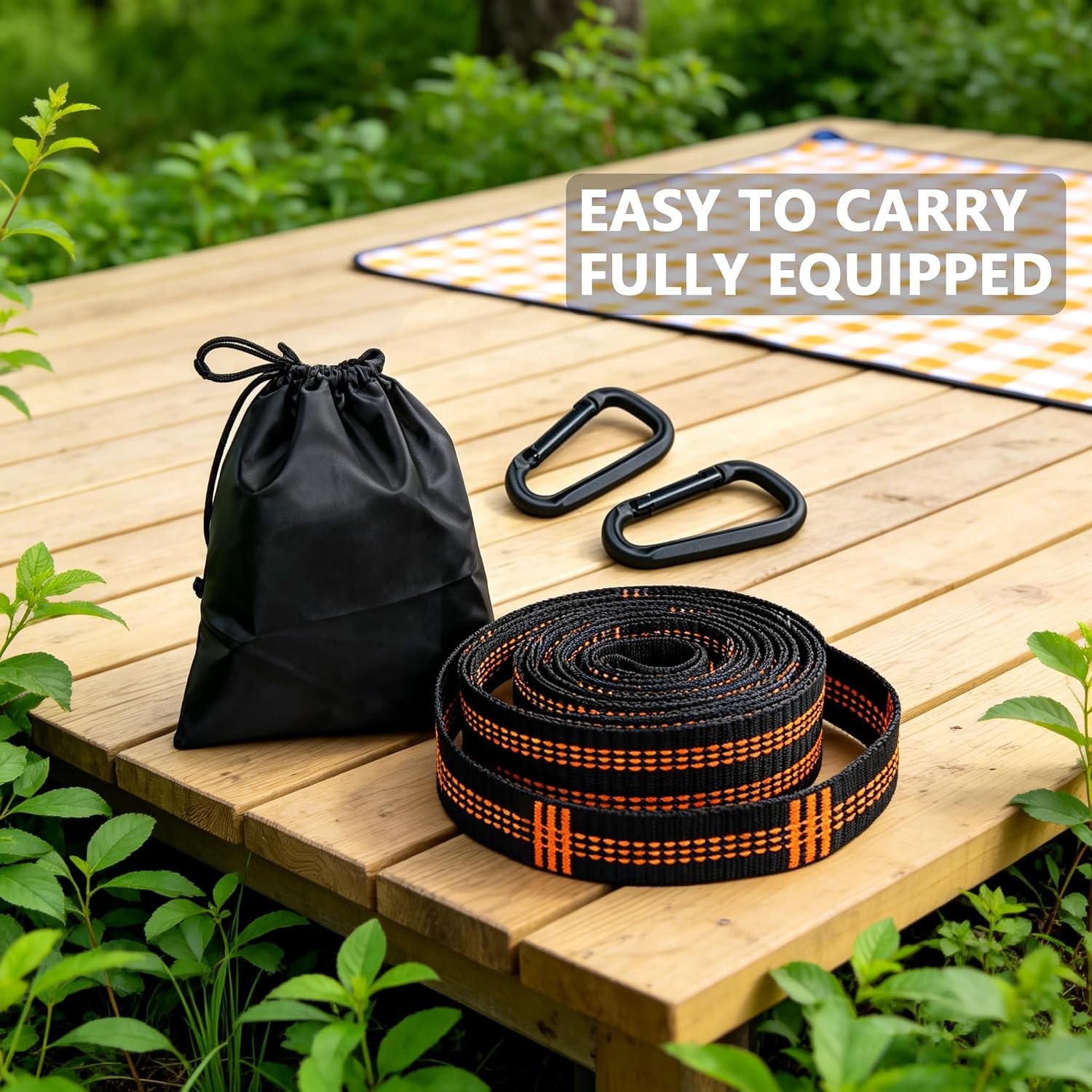 2pcs Hammock Straps with Carabiners, 2m/78.7inch Long & 7 Adjustable Loops Total- Quick & Easy Setup for Hammock,Swing. Extra Strong, Lightweight & Tree Friendly.