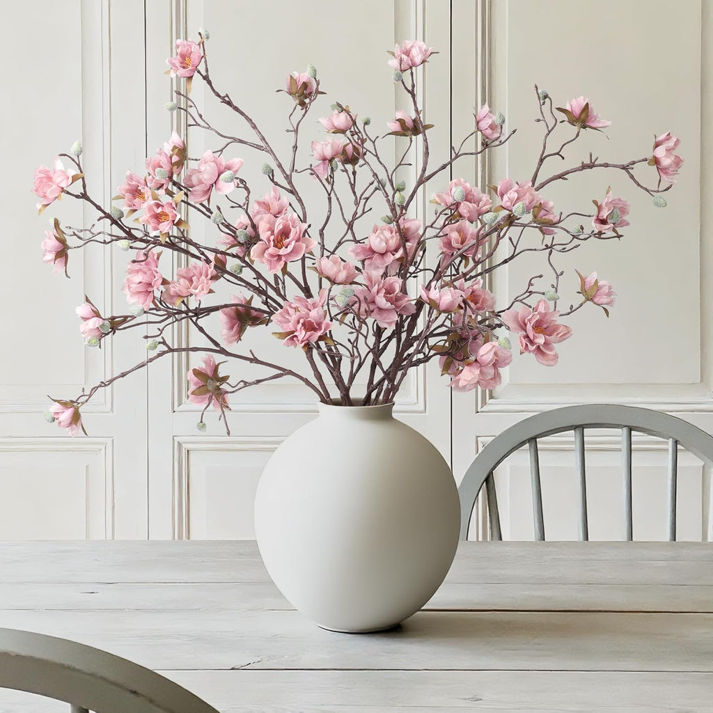 hyeflora 3pcs artificial magnolia flowers stems for spring, main product view