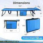 Folding Chaise Lounge Chair 2 Pack - 400lb Capacity, 5-Position Adjustable Recliner with Pillow | Portable for Patio, Pool, Camping & Sunbathing (Blue)