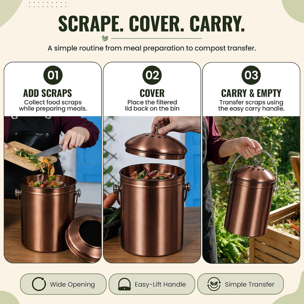 epica kitchen compost bin for kitchen countertops, 1.3, package contents