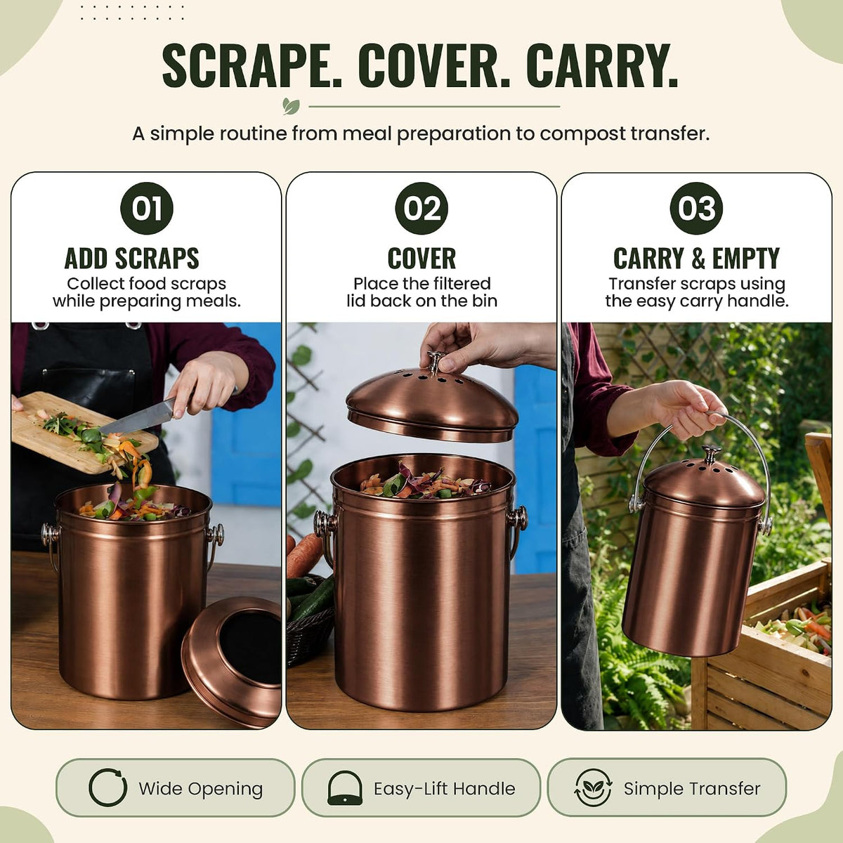 epica kitchen compost bin for kitchen countertops, 1.3, package contents