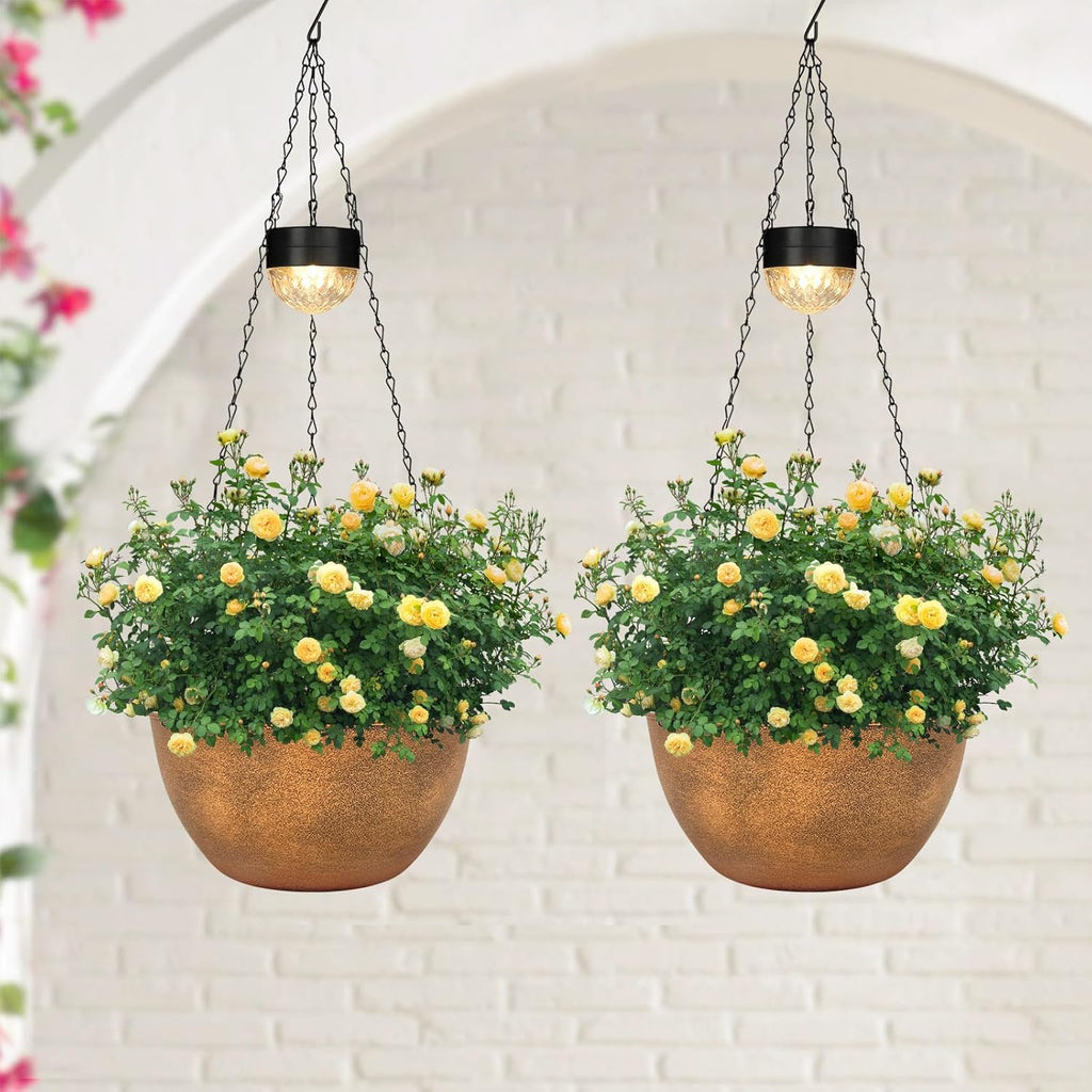 sunnypark 2 pack solar hanging planters for plants, main product view