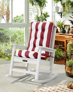 SERWALL HDPE Outdoor Rocking Chair Cushion Set of 4, Memory Foam Cushion Red White