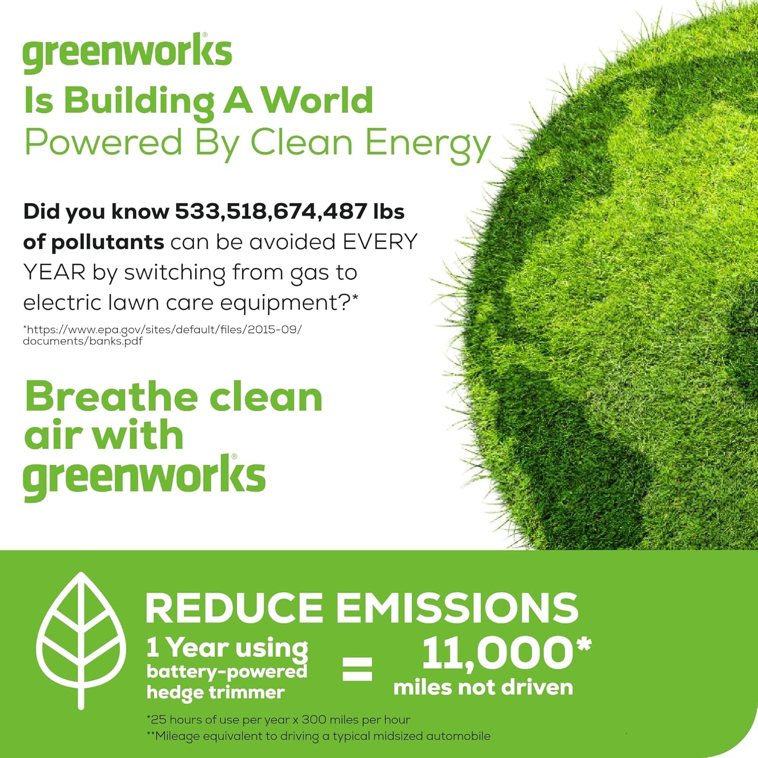 Greenworks 80V 26 in Cordless Hedge Trimmer, 2.0 Ah Battery and Charger