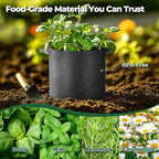 T4U 3 Gallon Grow Bags, Upgrade Grow Bags with Handles, Heavy Duty Thickened Nonwoven Fabric Pots, 3 Gallon Pots for Plants, Rosemary, Chamomile, Onion (5 Pack)