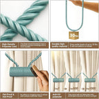 Hion Magnetic Curtain Tiebacks Gray Blue 6 Pack, Curtain Tiebacks Buckles Holdbacks Holders Hooks Clip for Home Bedroom Office Decorative Thick or Thin Curtain