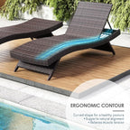 Nestl Chaise Lounge Chair Outdoor Set of 2, Wicker Patio Lounge Chair, Outdoor Lounge Chair with Reclining Backrest