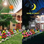 Solar Flower Lights Outdoor - Upgraded New Material Two Modes Realistic LED Solar Powered Waterproof Lights with 5 Roses, Solar Decorative Stake Lights for Garden (Orange, 2 Pack)