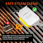 Grill Brush for Outdoor Grill, Bristle Free Grill Brush with Scraper | Safe Steam Grill Cleaner for BBQ&Griddle, Long Rosewood Handle Reaches Corners,for Porcelain,Cast Iron&Stainless Steel Grates
