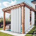 NICETOWN 2 Panels Patio Curtains Outdoor Waterproof W84 x L108, Rustproof Top & Bottom Grommet Room Darkening Weighted Windproof Outdoor Privacy Thermal Insulated Blinds for Pool, Greyish White