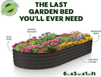 Plant & Plot Galvanized Raised Garden Beds Outdoor // 6×3×1 ft (2-Pack) Planter Raised Beds for Gardening, Vegetables, Flowers // Large Metal Garden Box // Patented Tool-Free Design (Black)