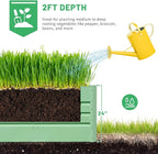 SnugNiture 2 Pcs 4x2x2FT Raised Garden Bed Galvanized Planter Garden Boxes Outdoor, Deep Root Planter Raised Bed for Vegetables Flowers Herbs,Green