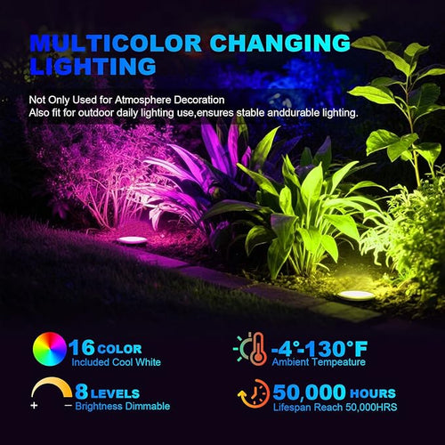 4 Pack 3w 12v Low Voltage In-ground Lights LED Landscape Light Waterproof IP67 Pathway Lights Outdoor spotlights Trees Flags for Garden,Yard,Tree (RGB)