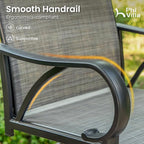 PHI VILLA Outdoor Bar Stools Swivel Set of 2, Outdoor Bar Height Tall Patio Chairs Grey with Armrest, High Top Patio Stools & Chairs with Sling Fabric for Outside Kitchen