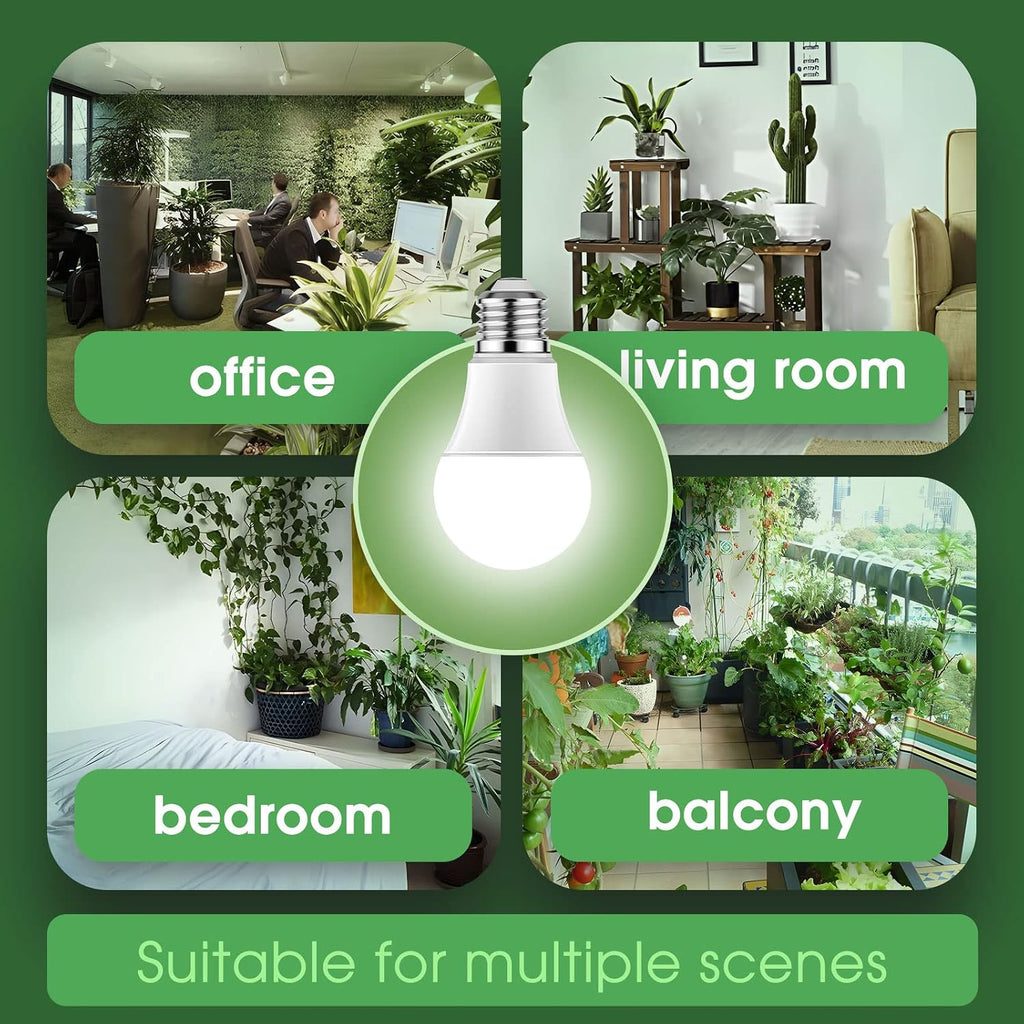 Grow Light Bulbs, Full Spectrum Grow Light Bulb, LED Grow Bulb | Grow Light Bulb A19, Plant Light Bulbs E26, 11W Grow Bulb 100W Equivalent,Grow Light for Indoor Plants, Seed Starting, 3 Pack