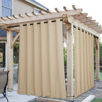 NICETOWN 2 Panels Weighted Blackout Curtains for Patio Waterproof, Top & Bottom Grommet & Back Tab Fixed Outdoor Curtains Windproof Drapes Thermal Insulated for Porch, W84 x L95, Biscotti Beige
