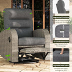 LayinSun Oversized Wicker Outdoor Swivel Glider Recliner with Adjustable Backrest & Footrest, Patio Reclining Lounge Chair