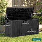 YITAHOME 100 Gallon Resin Deck Box, Weather Resistant Outdoor Storage Box, Lockable Indoor Outdoor Storage for Supplies and Essentials, Black