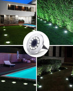 Biling Solar Ground Lights Outdoor 8 Packs, 12 LEDs Bright Flat Solar Lights Outdoor Waterproof Solar Powered for Yard Walkway Garden Driveway (White)