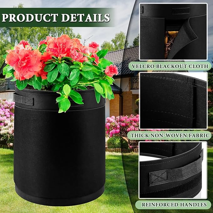 3 Pack 10 Gallon 360° Visibility Potato Grow Bags with Shading Flap, Plant Grow Bags for Growing Potatoes Heavy Duty Thickened Nonwoven Fabric Gardening Vegetable Growing Bags with Harvest Window