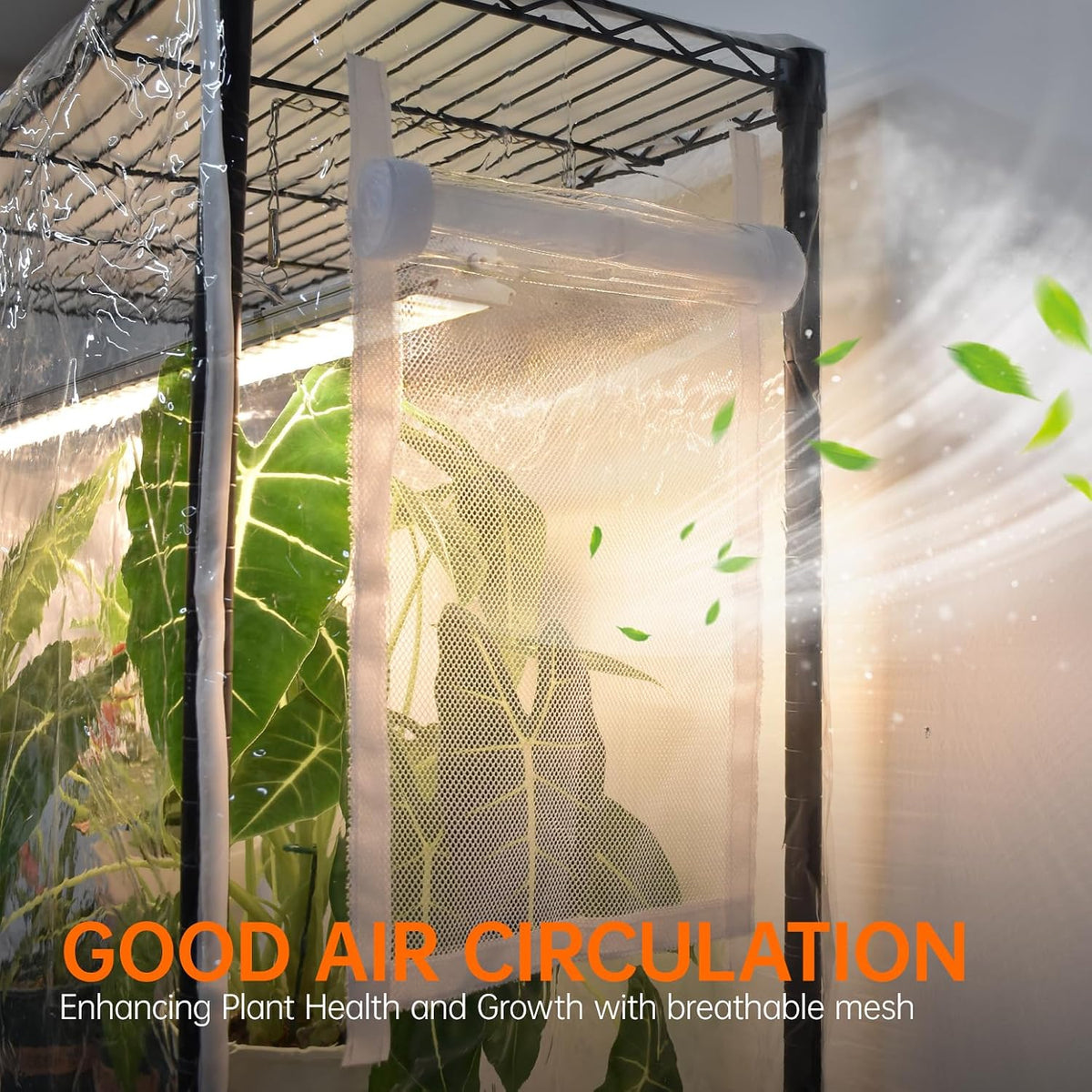 bstrip 3-tier indoor greenhouse with grow light, 35.4x13.8x59in showing dimensions