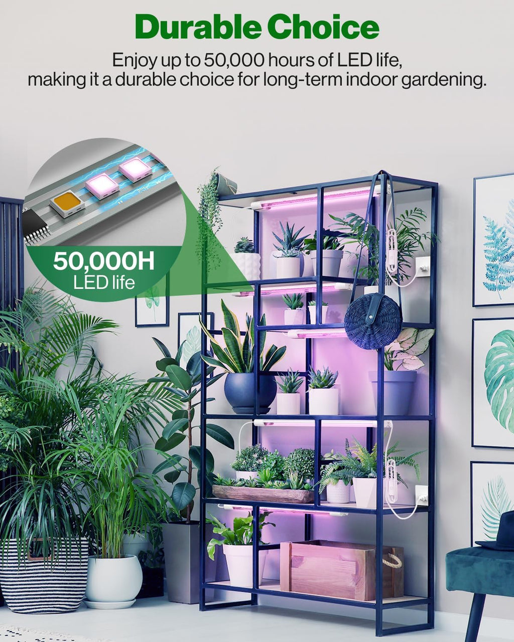 Sunco 6 Pack 2FT LED Grow Light, Full Spectrum, 20W | Indoor Lighting, for Seed Starting, Seedling, Indoor Plants, Plug in Suspended Fixture, Link Up to 8, Inline Switch