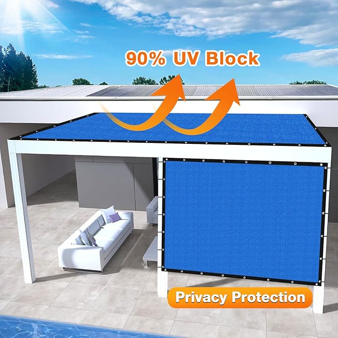 Artpuch Outdoor Pergola Shade Cover 10' X 12' Sun Shade Cloth with Grommets, 90% UV Protection Canopy Patio Privacy Screen (Customized Available) GN107, Blue