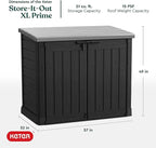 Keter Store-It-Out Prime XL 4.75 x 2.6 Foot Resin Outdoor Storage Shed with Double Doors and Easy Lift Hinges, Perfect for Trash Cans, Garden and Yard Tools, and Pool Toys, Black