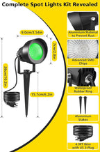 T-SUN Green Spotlight Outdoor, Waterproof LED Landscape Lighting with US Plug, Easy Install 270° Adjustable Outdoor Spot Lights for Garden Tree Yard Decor, 6 Pack
