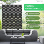 6FT Outdoor Metal Privacy Screen – Decorative Privacy Fence and Room/Garden Divider, Weather-Resistant Freestanding Panel with Stand, Durable Steel for Patio, Garden, Balcony, or Backyard