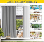 NICETOWN 2 Panels Weighted Outdoor Curtains for Patio Waterproof, Top & Bottom Grommet & Back Tab Fixed Outdoor Curtains Windproof Drapes Thermal Insulated for Gazebo, W84 x L84, Light Grey