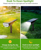Solar Spot Lights Outdoor, Solar Lights Outdoor Waterproof IP65, 3 Brightness Modes Dusk to Dawn Landscape Spotlights for Yard Garden Pathway Tree Decoration, Cool White, 4 Pack