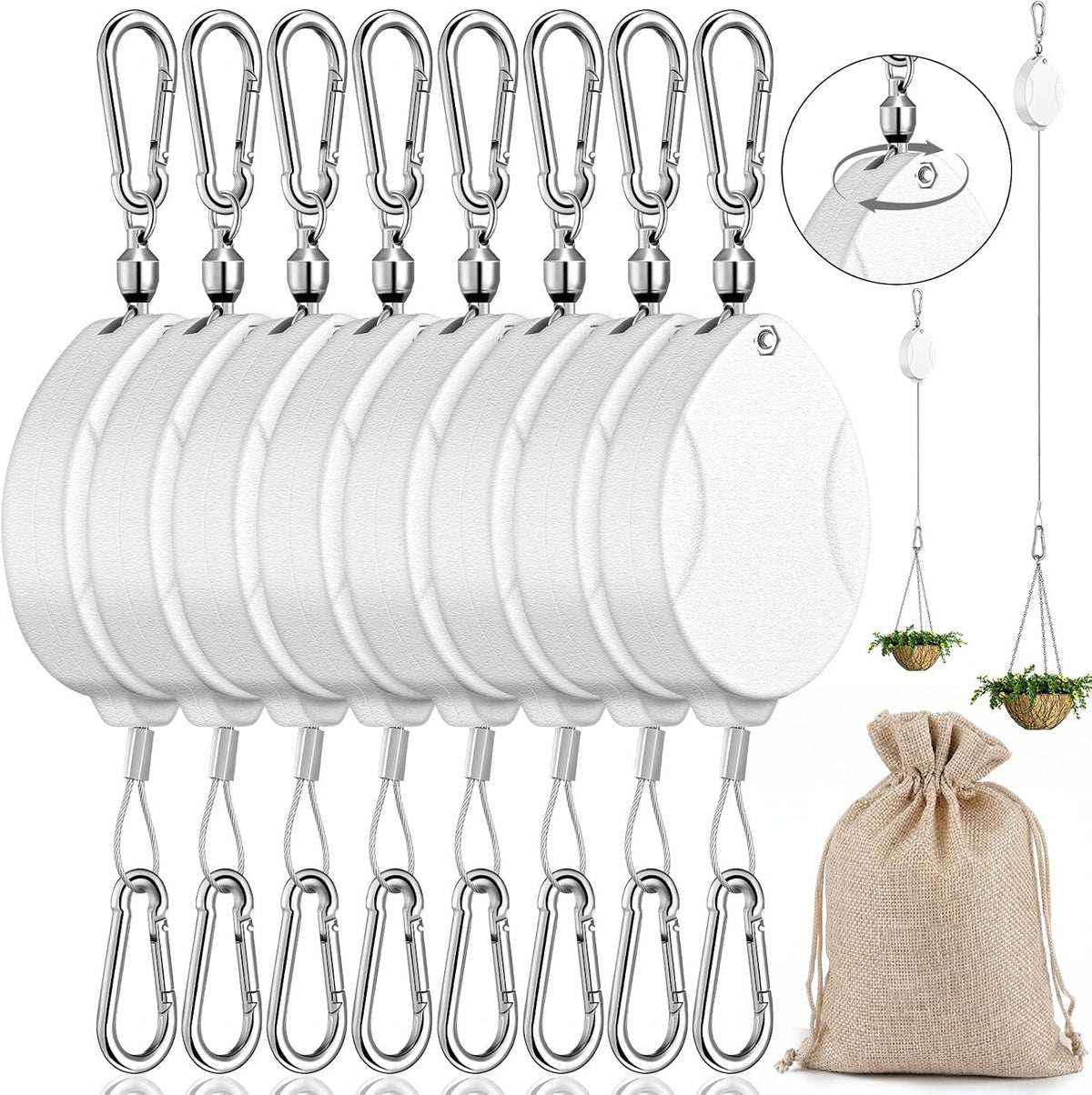 leinuosen 8 pack upgraded plant pulleys for hanging, main product view