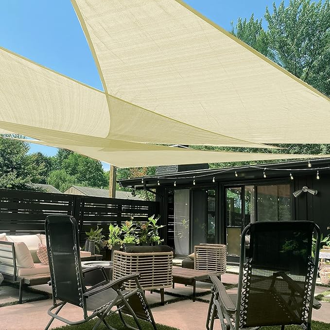 LOVE STORY Custom Size 7'x7'x9.9' Butter Cream Sun Shade Sail Right Triangle Sunhsade Fabric Awning Canopy for Patio Backyard Carport Pergola (Customized)