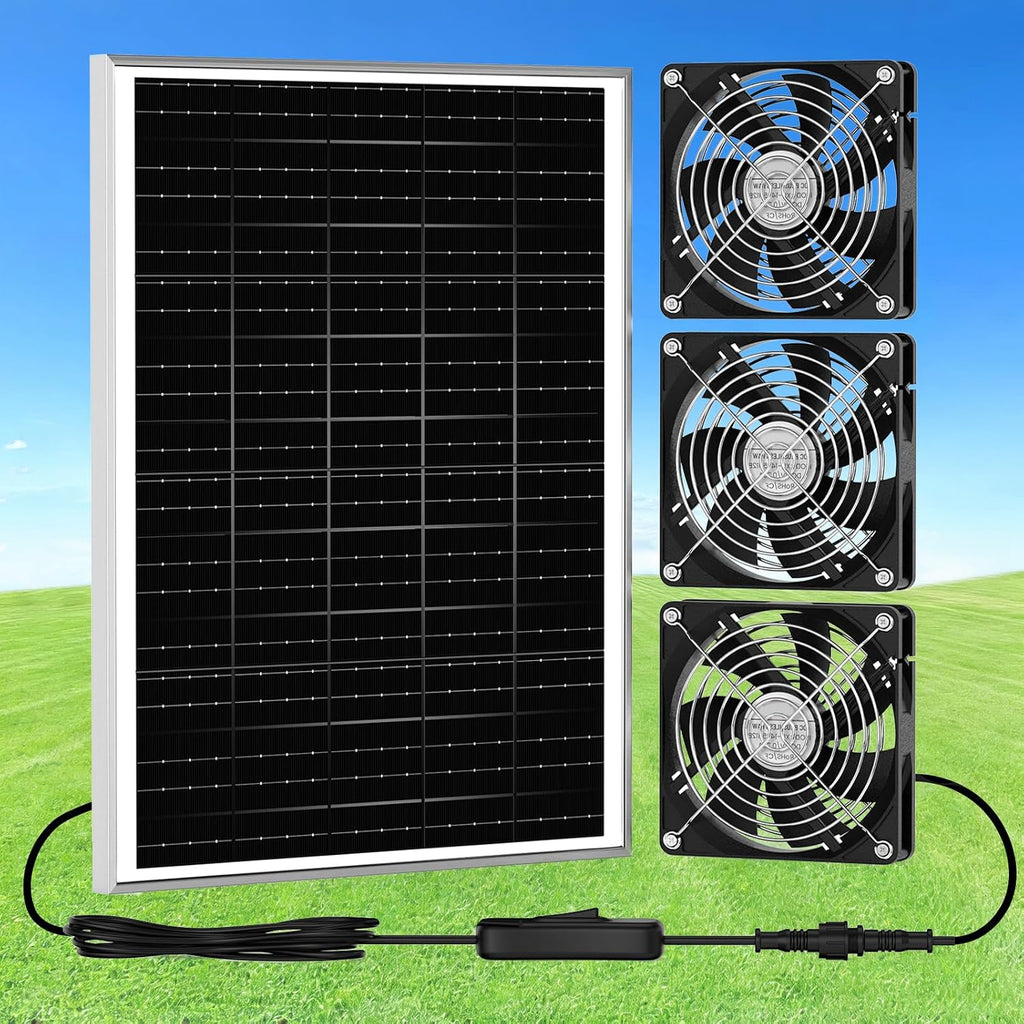 5.5" solar chicken coop fan 3 kit, 30w, main product view
