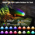 Halloween Christmas Outdoor Spotlights,12W RGBW Colors Changing Landscape Spotlight with Remote Control, IP65 Waterproof 110V Plug in LED Spotlight Outdoor with US Plug for Yard Garden House (8Pack)