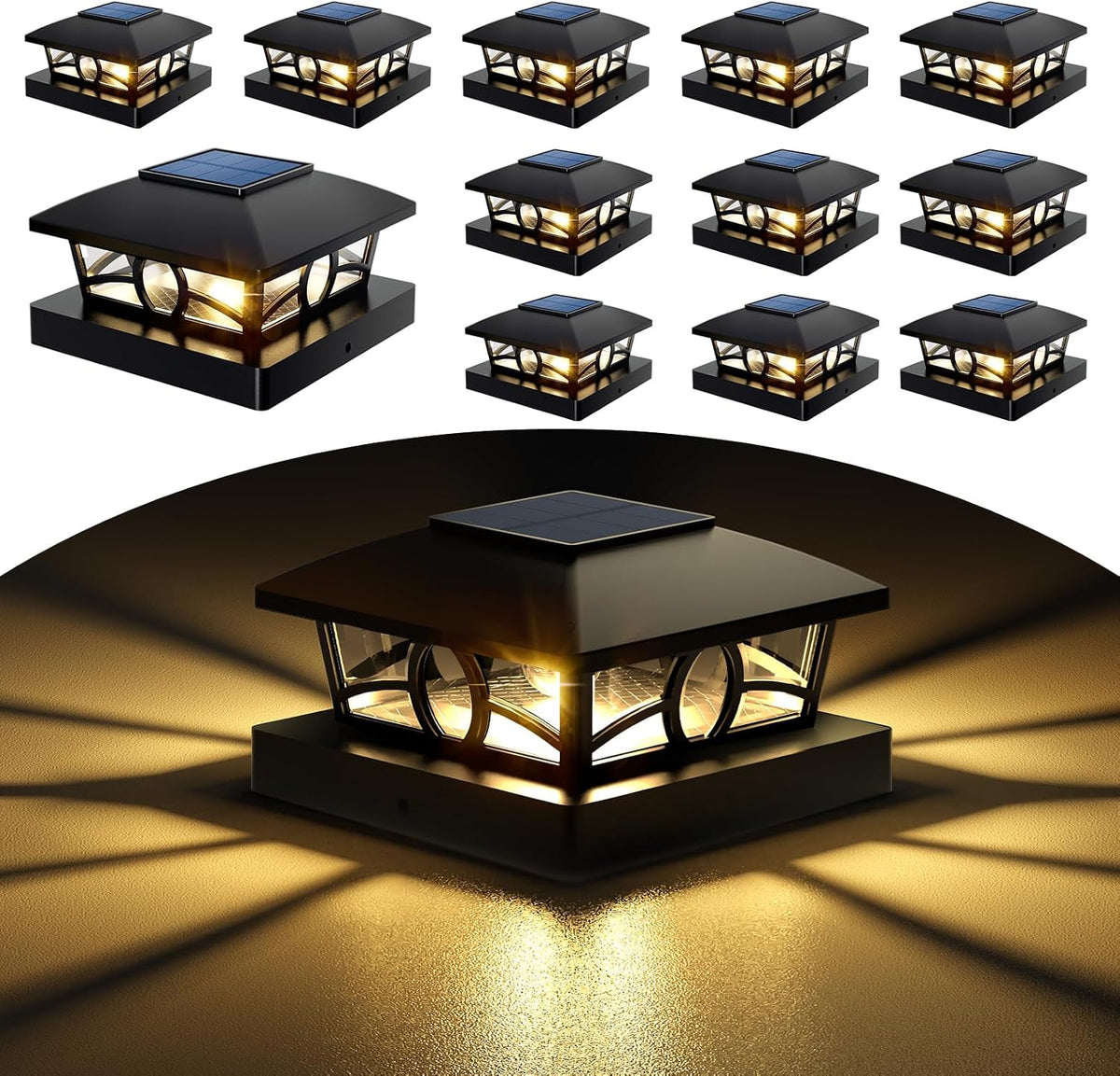 niorsun solar post cap lights,4x4 post solar light, main product view