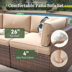 Aoxun 11 Piece Patio Furniture Set Wicker Rattan Patio Conversation Set Outdoor Sectional Sofa Set with Coffee Table and Thickened Cushions, Beige(Waterproof Cover Included)