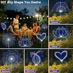 Garden Outdoor Lights, 2 Pack 120 LED Solar Garden Lights Fairy Lights Outdoor Waterproof Decorative Solar Firework Lights for Yard Patio Pathway Flowerbed Party Wedding Decor, Multicolor