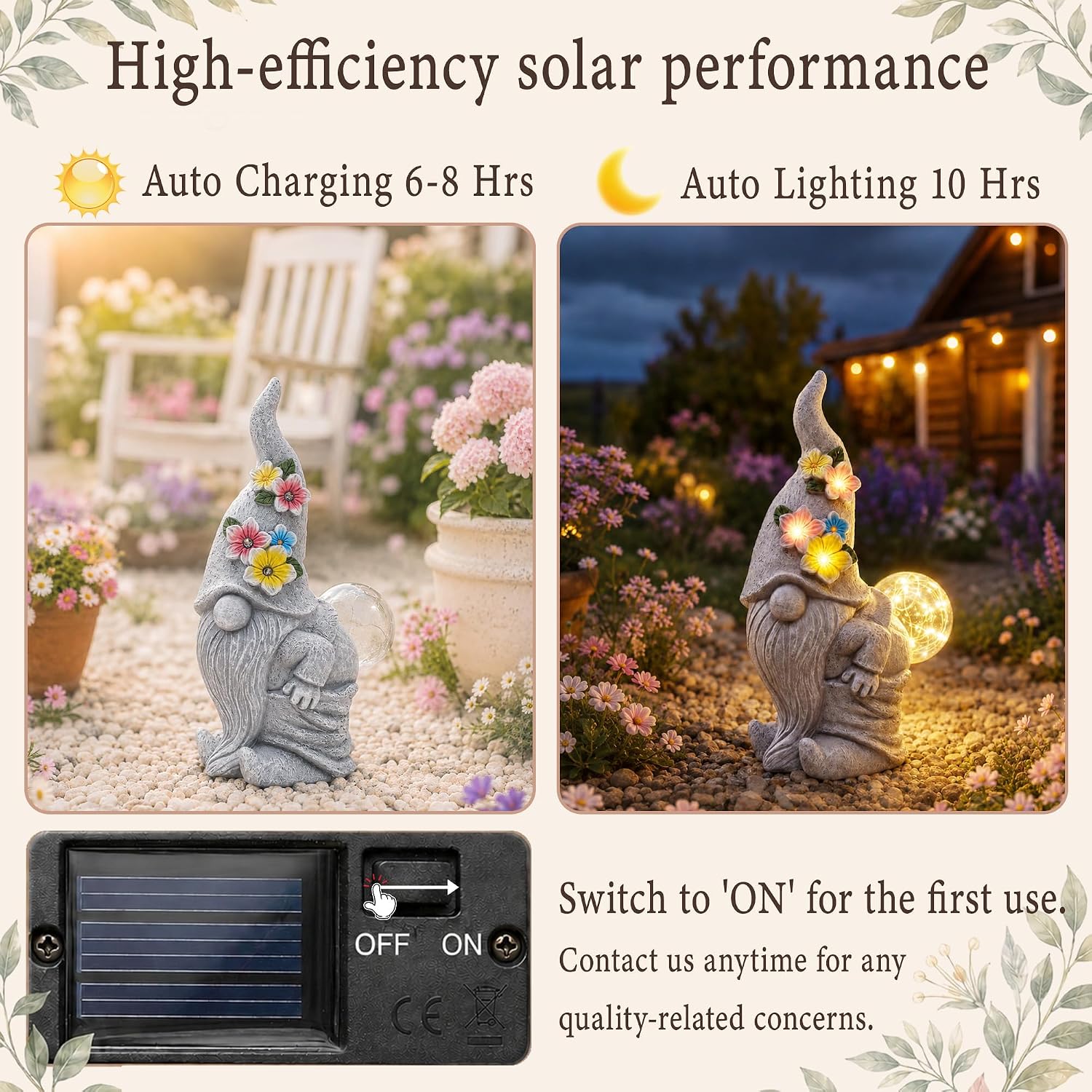 Solar Funny Garden Gnome Statue: Outdoor Lights Decorations | Waterproof Resin Sculpture,Yard Lawn Porch Balcony Patio Home Decor,Birthday Gifts for Mom Women Grandma